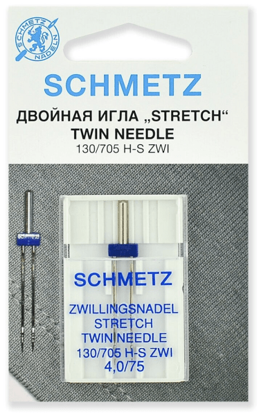 Иглы Schmetz стрейч двойные 130/705 H-S ZWI 4,0/75, 1 шт в Новомосковске